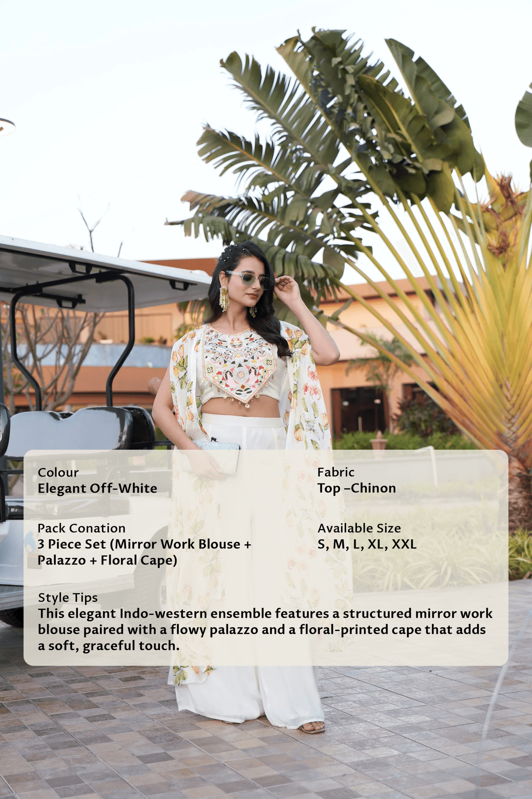 Floral Cape and Mirror Blouse - Off-White - Image 8