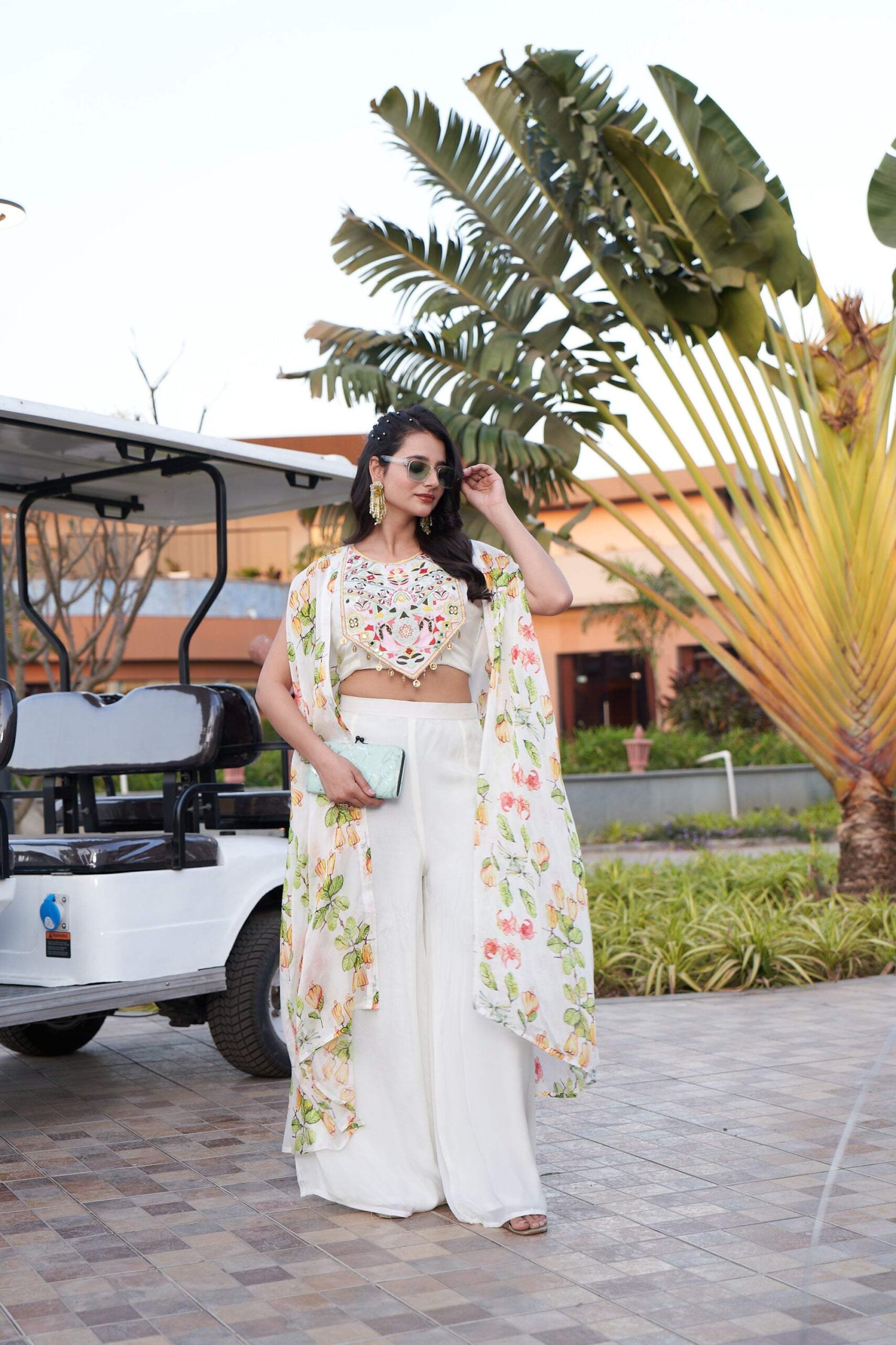 Floral Cape and Mirror Blouse - Off-White - Image 6